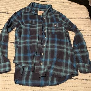 Blue plaid button up shirt